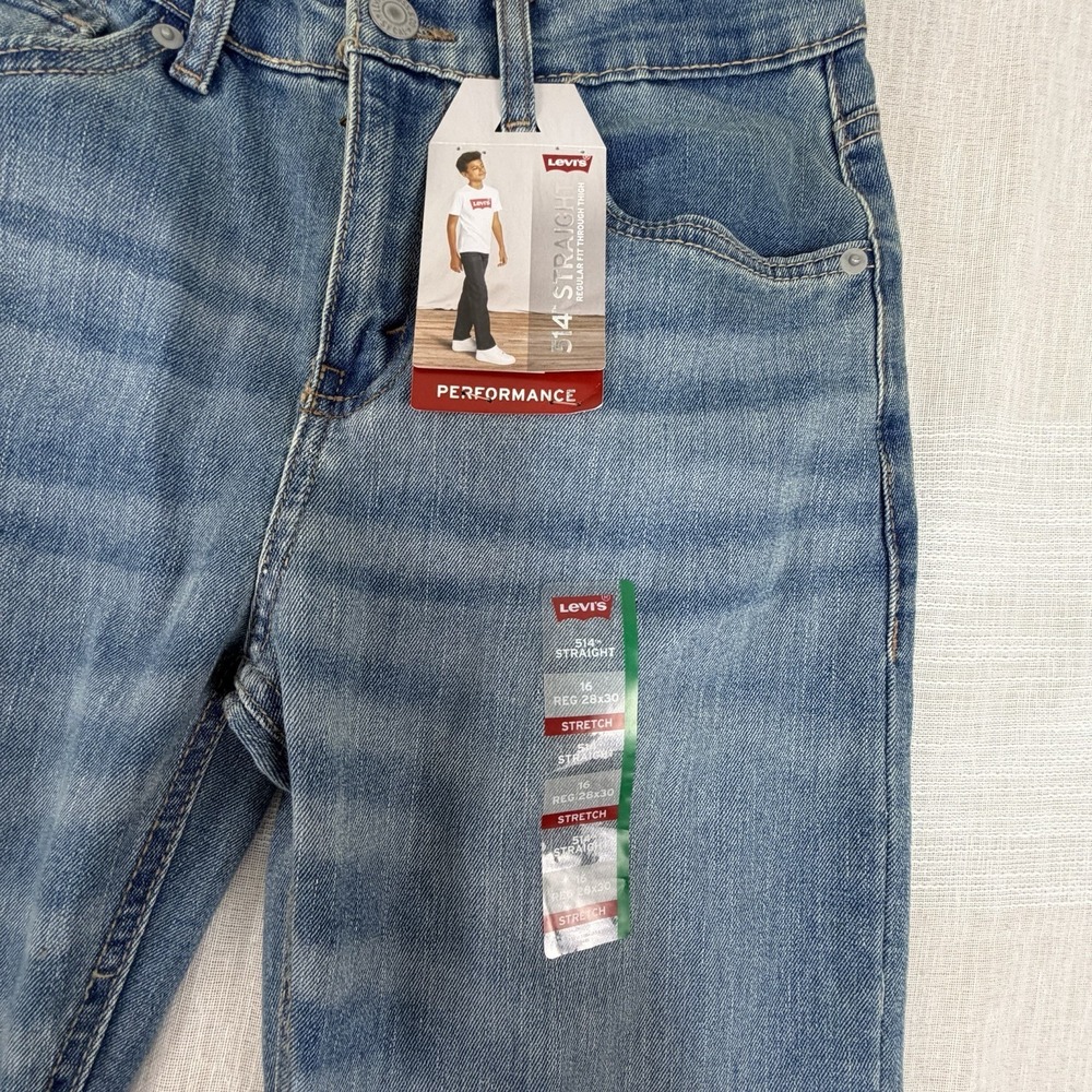 New Levis 514 Straight Regular Fit Jeans Boys Sz 16 28x30 Adjust Waist Denim NWT - Picture 4 of 8